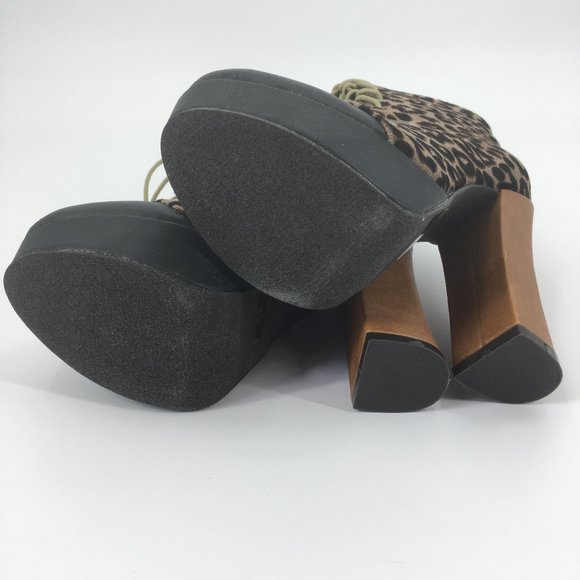 C Label Artie Leopard LaceUp High Heel Ankle Boots - Picture 6 of 7